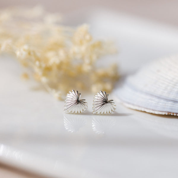 Seashell Heart Studs | Silver