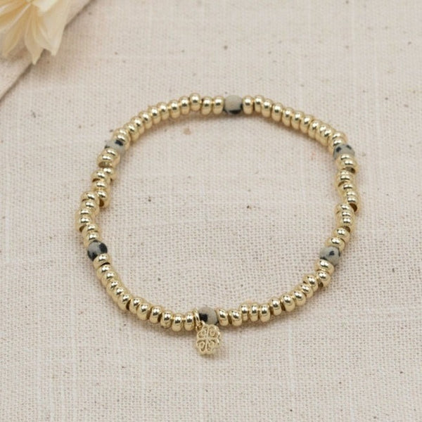 Trixie Bracelet | Gold/Dalmation Jasper