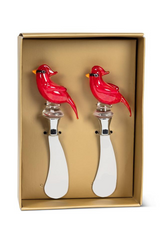 Cardinal Topped Pate Spreaders | Set of 2
