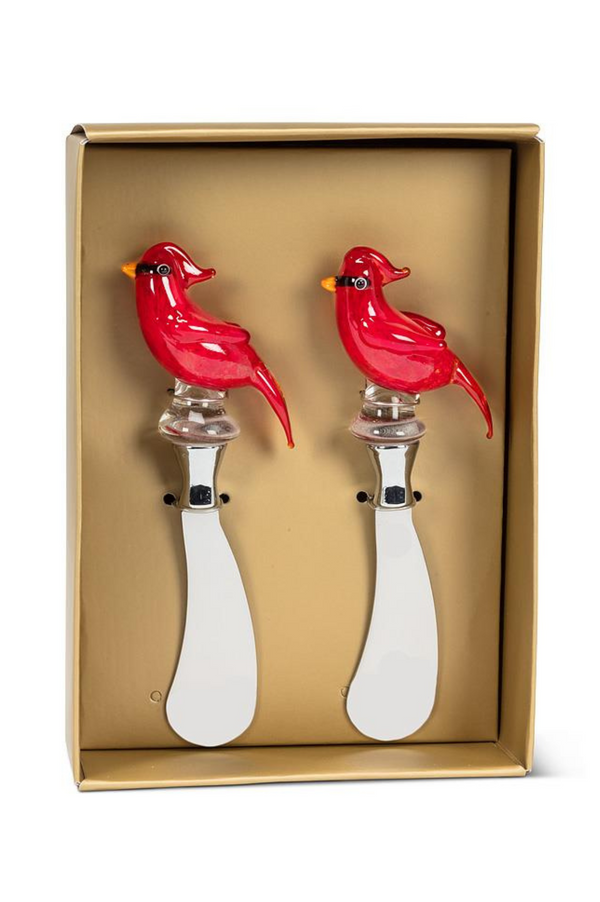 Cardinal Topped Pate Spreaders | Set of 2