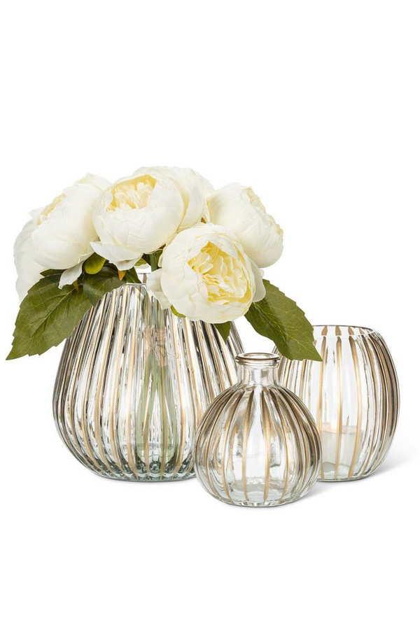 Ribbed Bud Vase | Gold Stripe