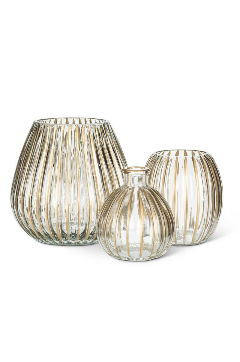Ribbed Bud Vase | Gold Stripe