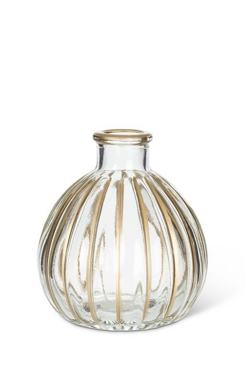 Ribbed Bud Vase | Gold Stripe