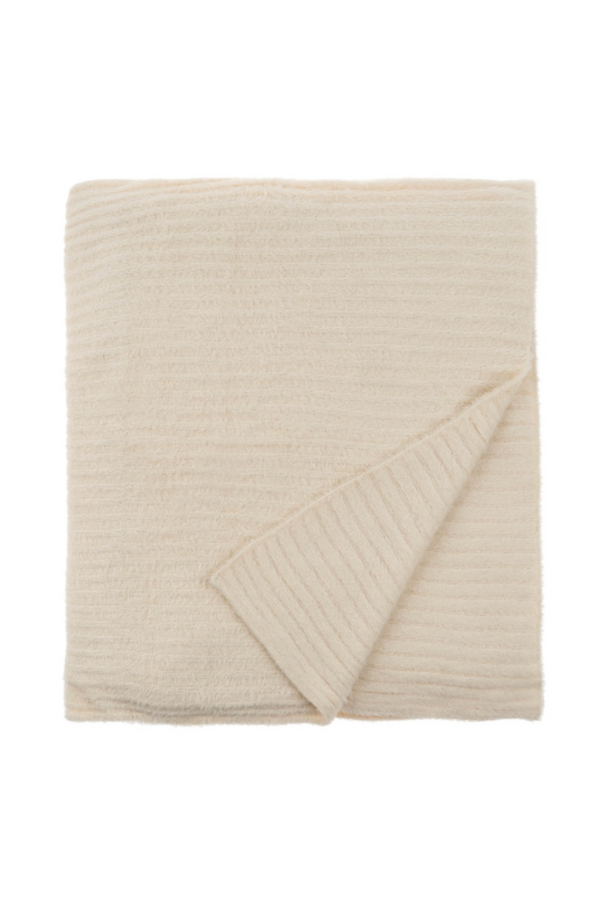 Beige knitted blanket on a white background
