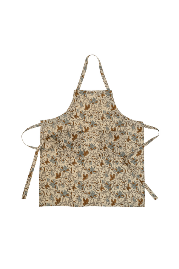 Floral patterned apron on a white background