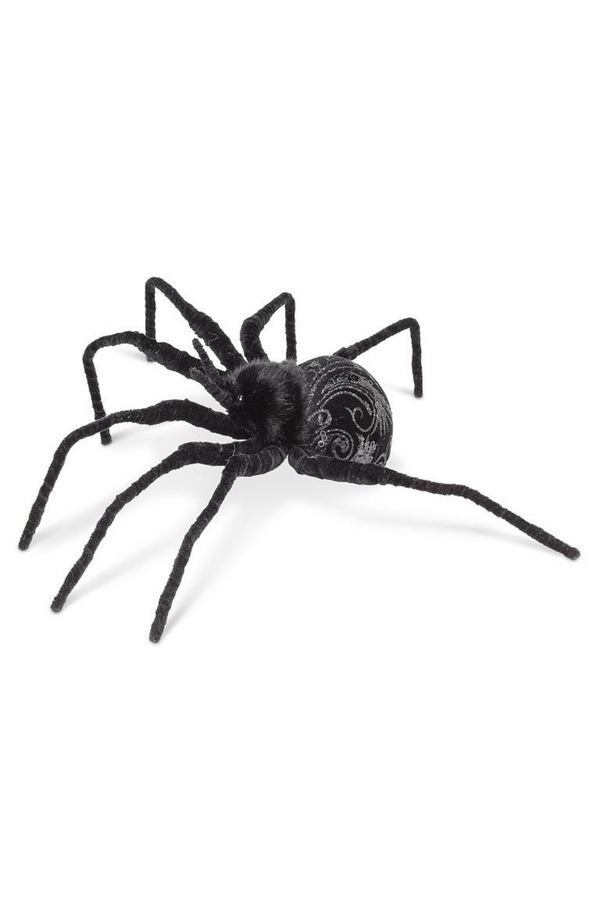 Black spider decoration on a white background