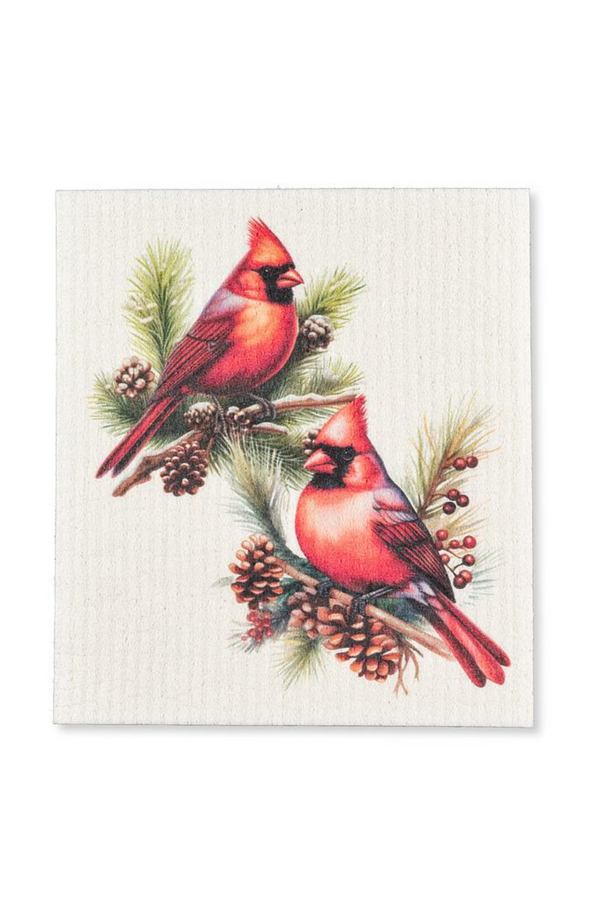 Swedish Dishcloth | Cardinals & Pinecones