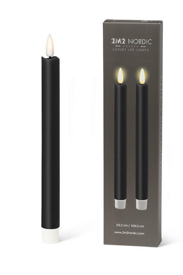 Set of 2 LED Taper Candle | Black