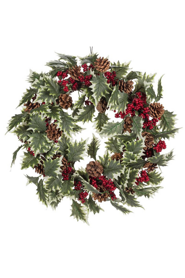 Holly Leaves & Berries Wreath | 18"