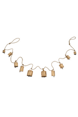 Decorative string lights with metallic bulbs on a white background