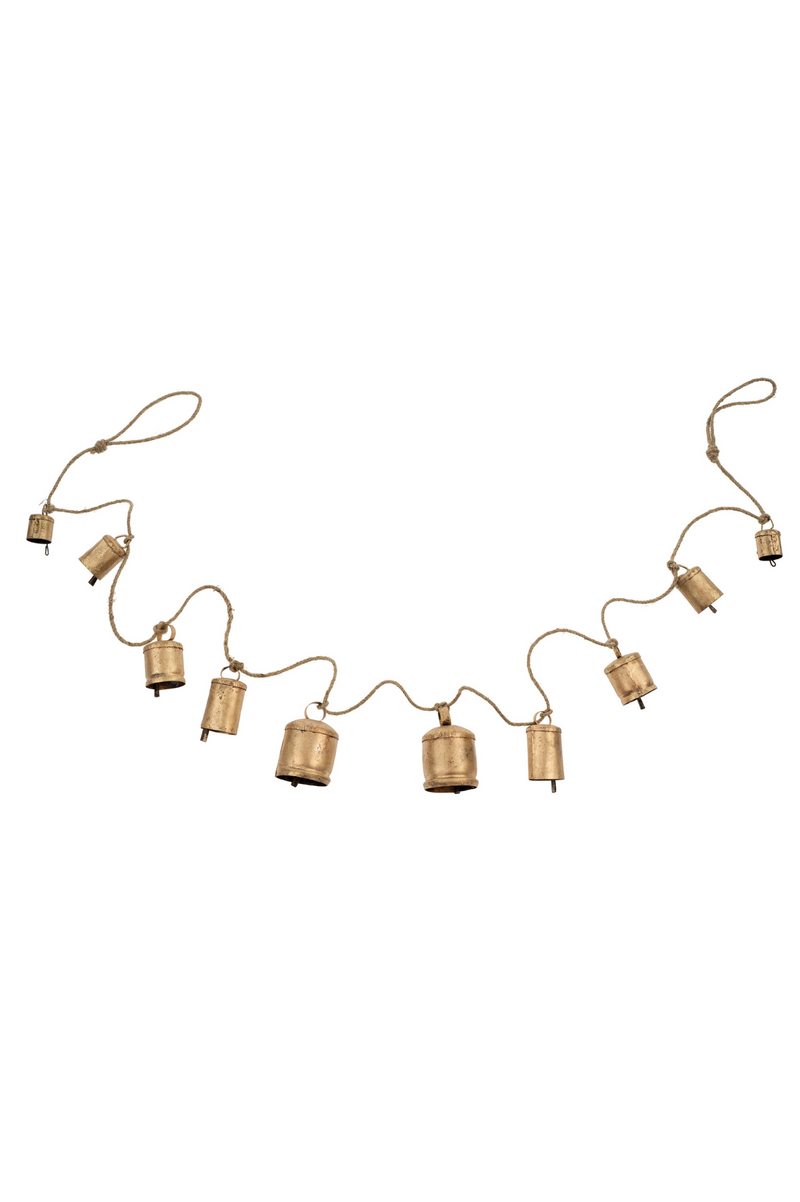 Decorative string lights with metallic bulbs on a white background