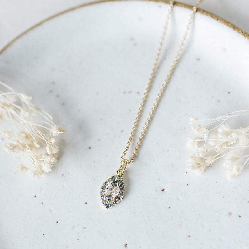 Vienna Necklace | Gold/Sky Blue