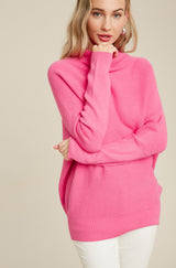 Amelia Slouch Neck Pullover | Hot Pink
