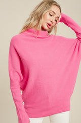 Amelia Slouch Neck Pullover | Hot Pink