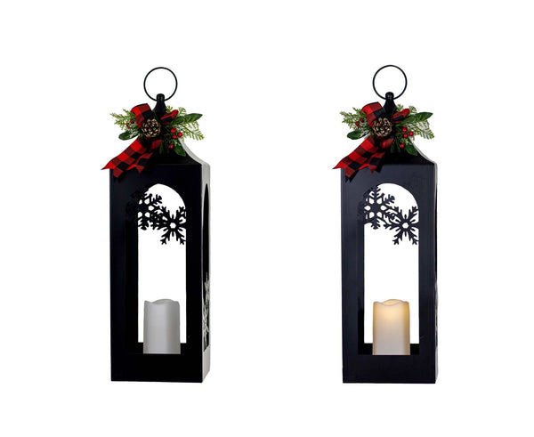 LED Candle Lantern With Greenery