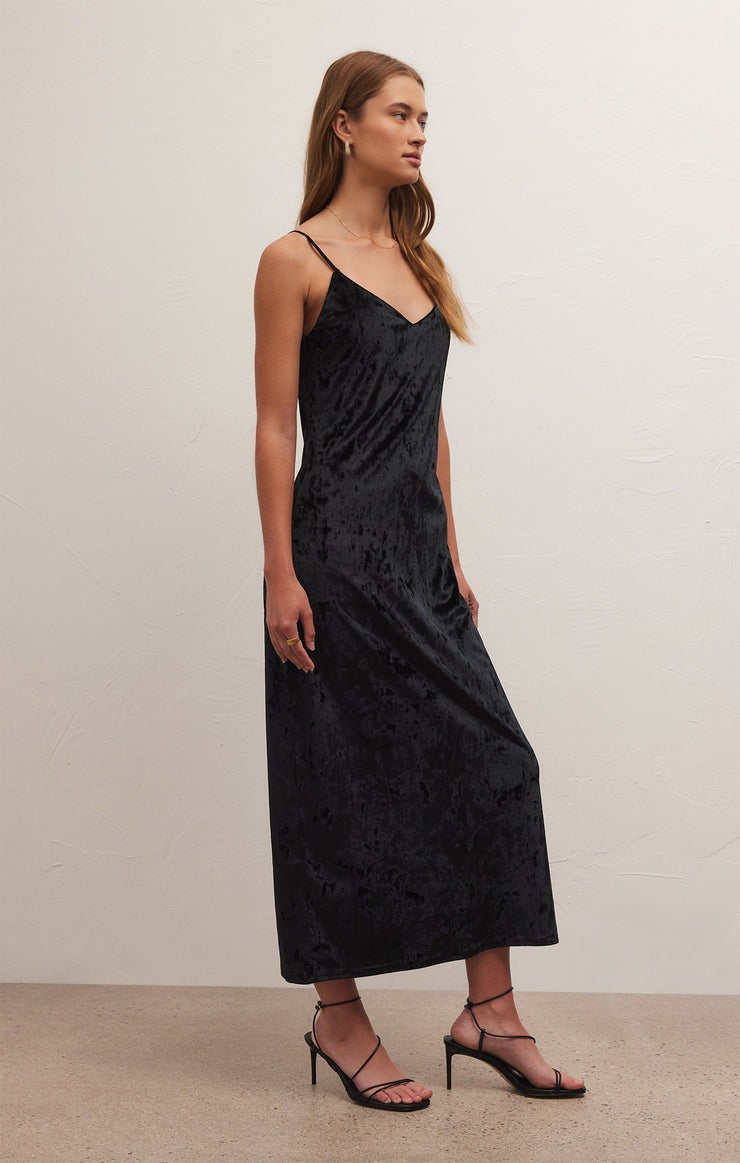 Selina Crushed Velvet Dress | Black - FINAL SALE