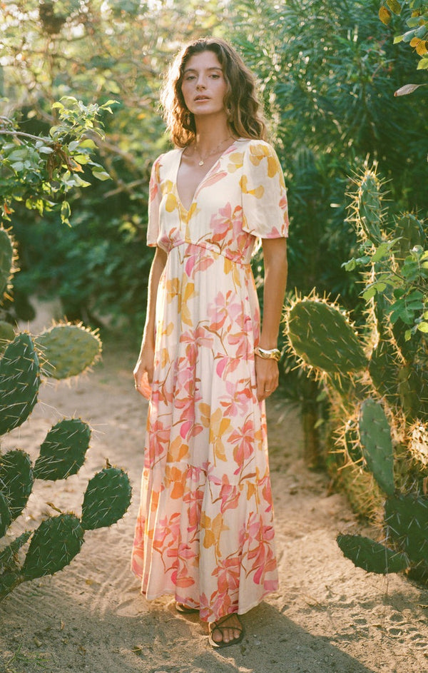 Kat Golden Hour Dress | Floral Sandstone - FINAL SALE