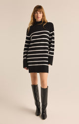 Fin Stripe Sweater Dress | Black