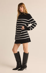 Fin Stripe Sweater Dress | Black