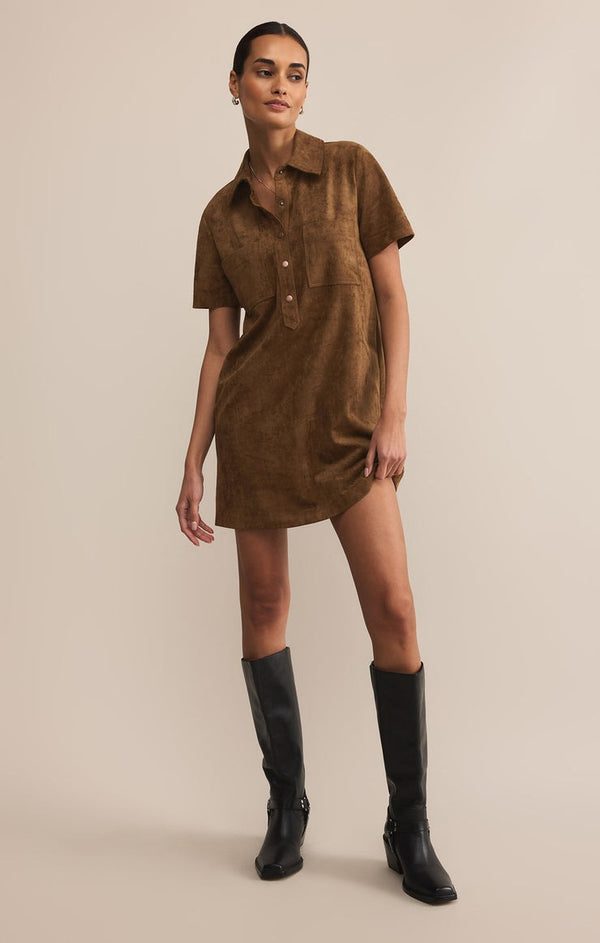 Kellie Faux Suede Dress | Coconut