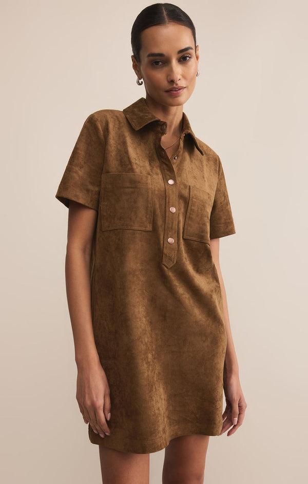 Kellie Faux Suede Dress | Coconut