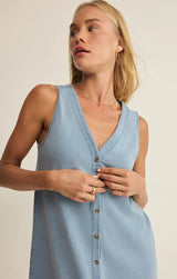 Solace Jersey Denim Mini Dress | Ocean Air Indigo