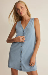 Solace Jersey Denim Mini Dress | Ocean Air Indigo
