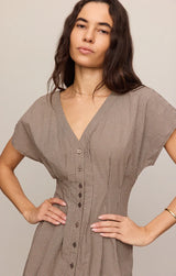 Sanna Gingham Midi Dress | Dark Chocolate