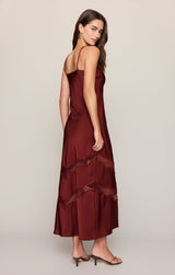 Bruna Lace Inset Midi Dress | Velvet Rouge