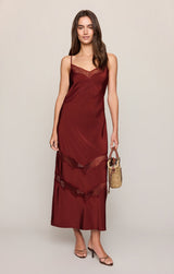 Bruna Lace Inset Midi Dress | Velvet Rouge