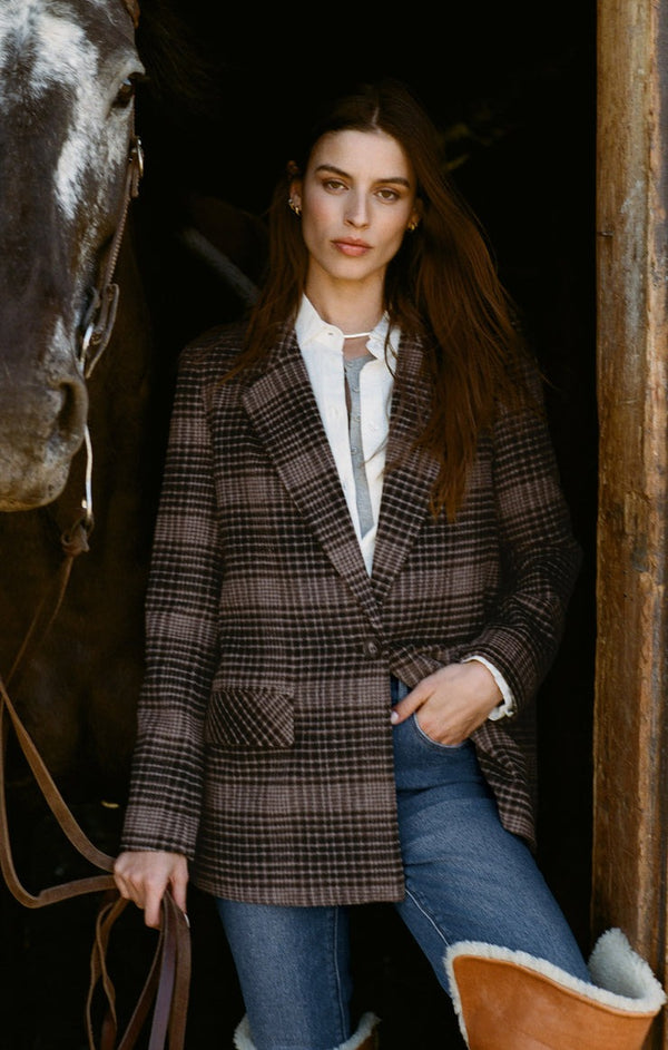 Kingston Plaid Blazer | Latte