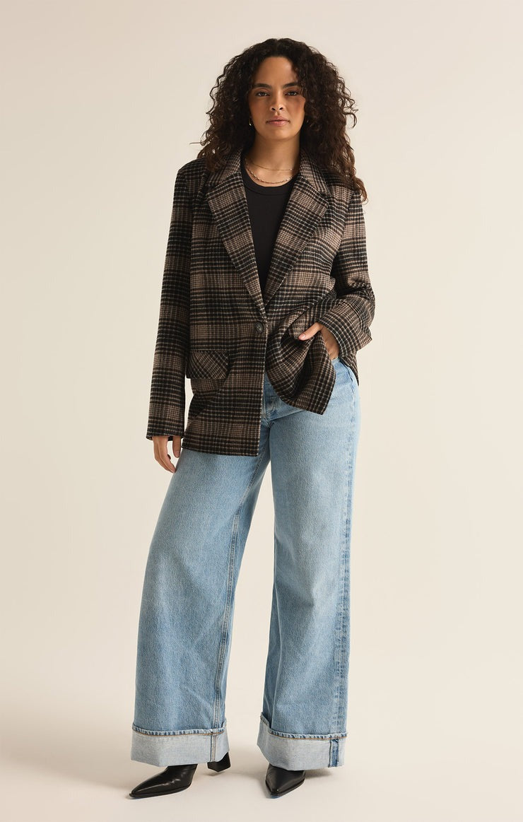 Kingston Plaid Blazer | Latte