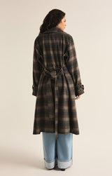 Jackie Plaid Trench | Latte