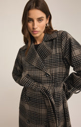 Jackie Plaid Trench | Latte