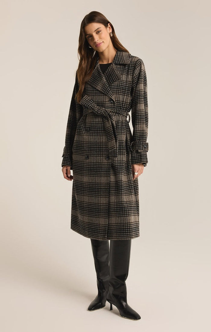 Jackie Plaid Trench | Latte - FINAL SALE – Pick-it-Fence Pembroke