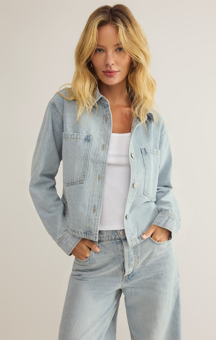 All Day Cropped Denim Jacket | Faded Indigo