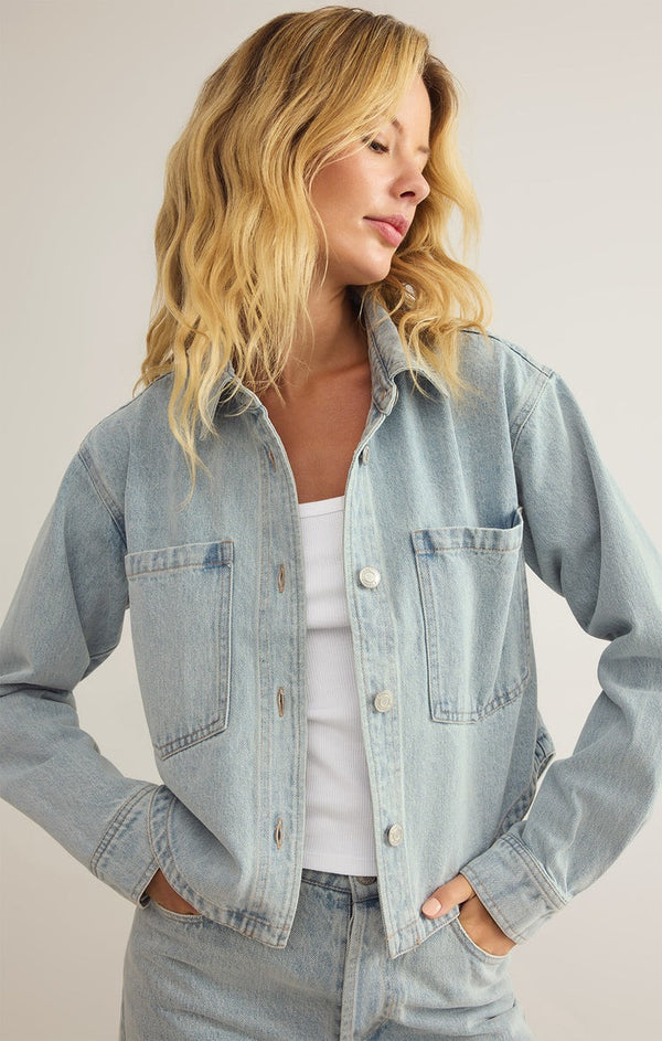 All Day Cropped Denim Jacket | Faded Indigo