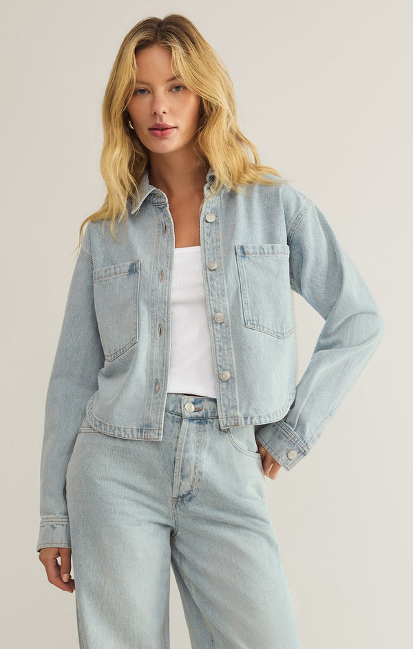 All Day Cropped Denim Jacket | Faded Indigo