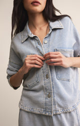 All Day Cropped Knit Jacket | Washed Indigo
