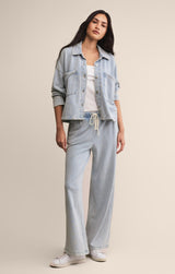 All Day Cropped Knit Jacket | Washed Indigo