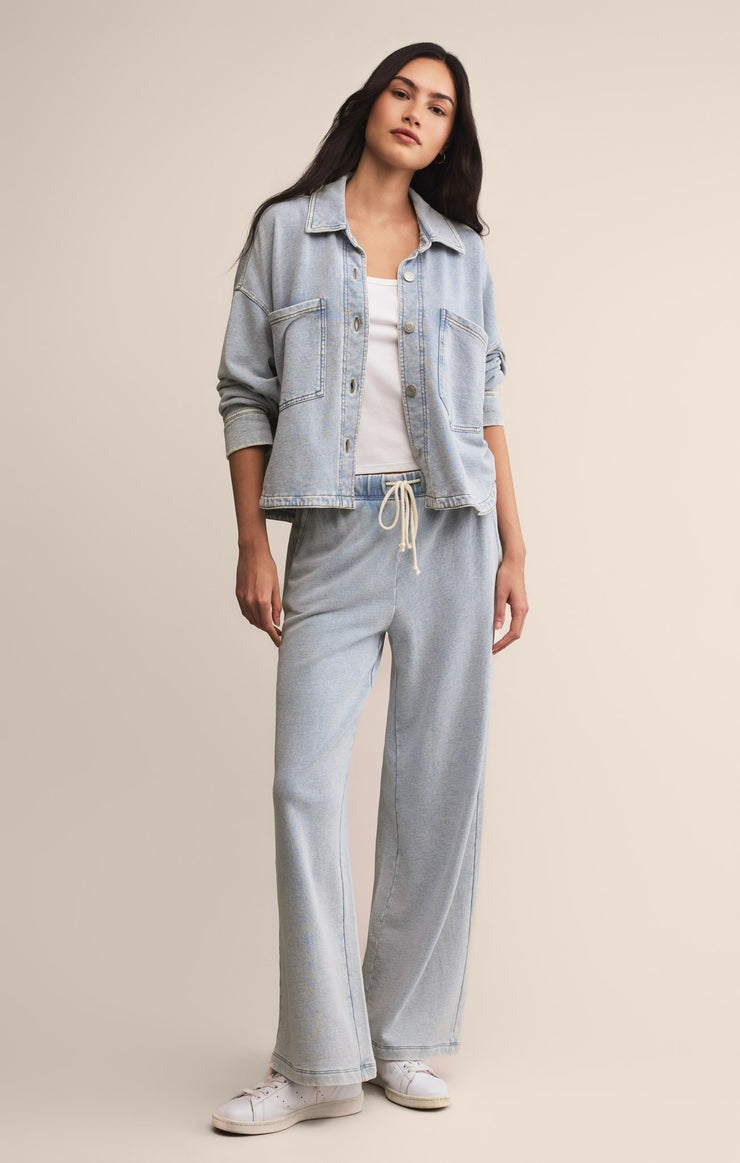 All Day Cropped Knit Jacket | Washed Indigo