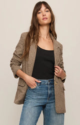 Evan Houndstooth Blazer | Dark Chocolate