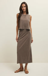 Gail Midi Skirt | Perfectly Taupe