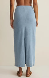 Gail Jersey Denim Midi Skirt | Ocean Air Indigo