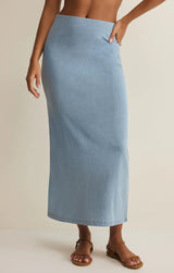 Gail Jersey Denim Midi Skirt | Ocean Air Indigo