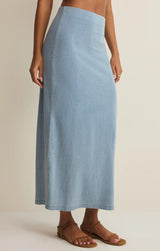 Gail Jersey Denim Midi Skirt | Ocean Air Indigo