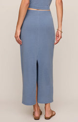 Gail Jersey Denim Midi Skirt | Santorini Indigo