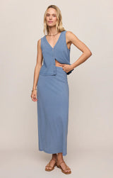 Gail Jersey Denim Midi Skirt | Santorini Indigo
