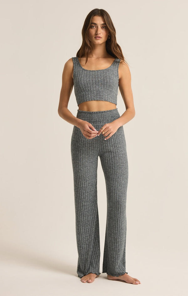 Dawn Smocked Ribbed Pants | Charcoal Heather