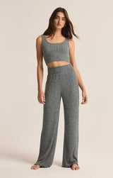 Dawn Smocked Ribbed Pants | Charcoal Heather